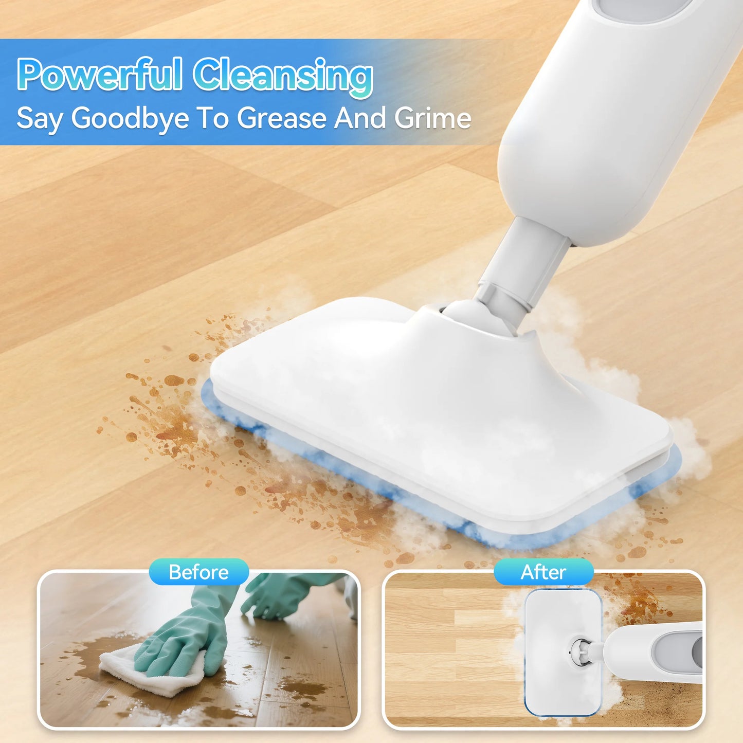 Balai vapeur puissant INSE F2 – Nettoyage haute température, réservoir de 360 ​​ml, aspirateur portatif amovible
