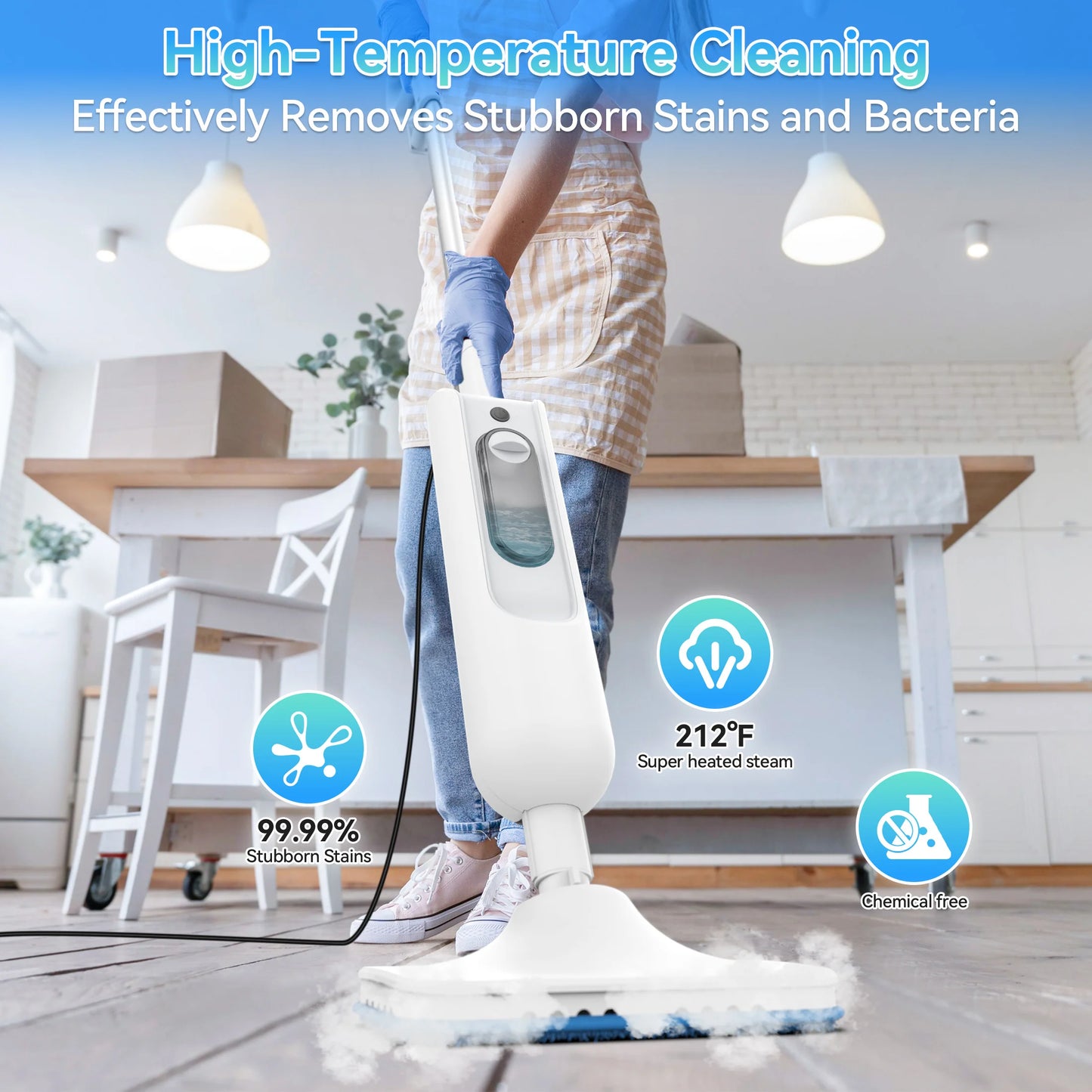 Balai vapeur puissant INSE F2 – Nettoyage haute température, réservoir de 360 ​​ml, aspirateur portatif amovible